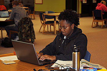 Student working with laptop